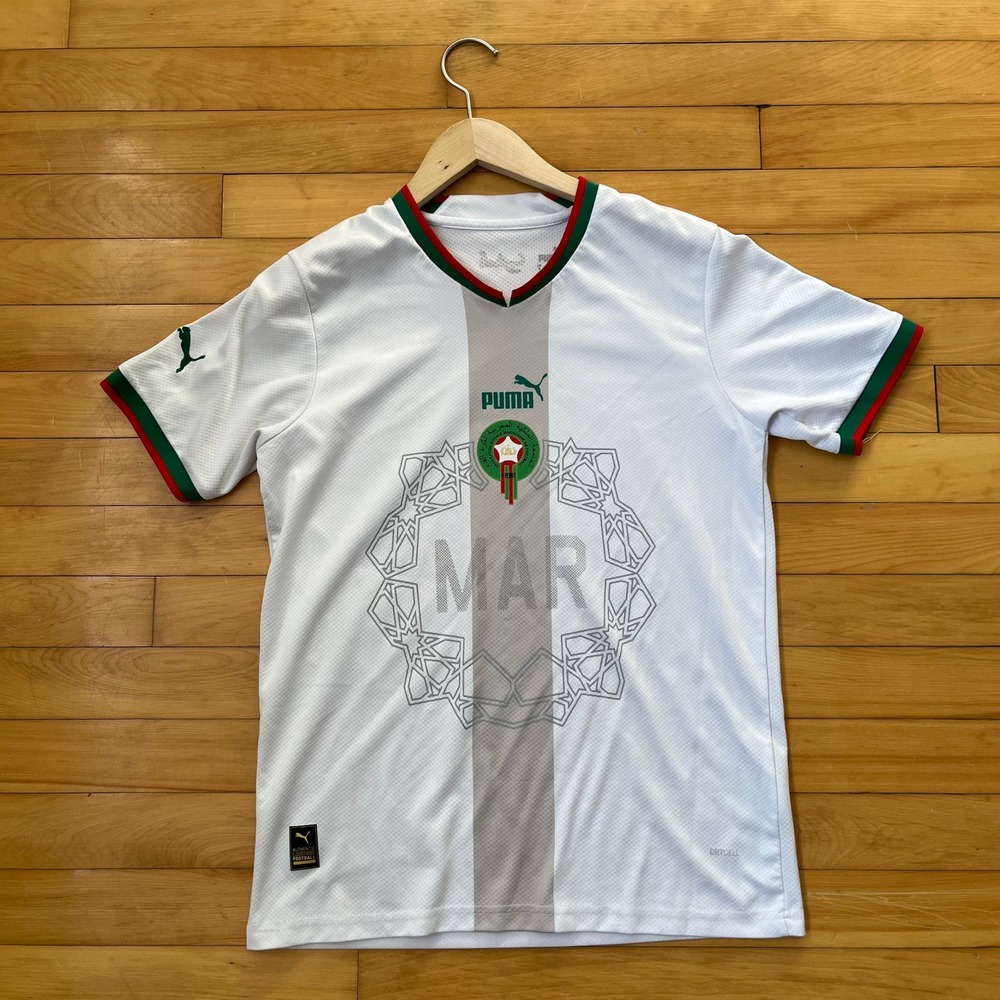 Puma Morocco National Team 2022 Away Jersey White Grey Mens Small Soccer Top